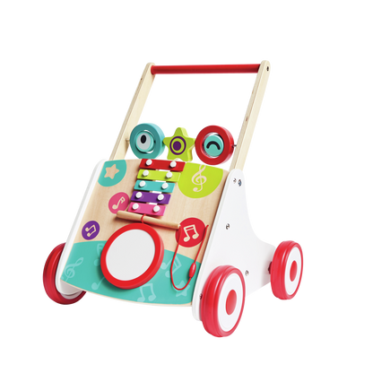 Hape Musical Wooden Push Walker with Adjustable Speed, Activity Board & Interactive Learning Features