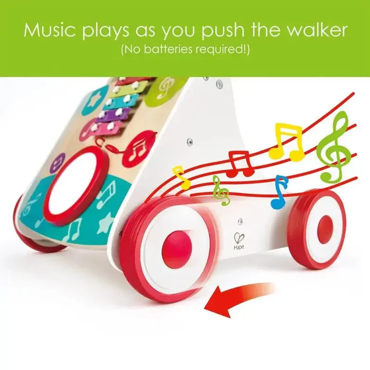 Hape Musical Wooden Push Walker with Adjustable Speed, Activity Board & Interactive Learning Features