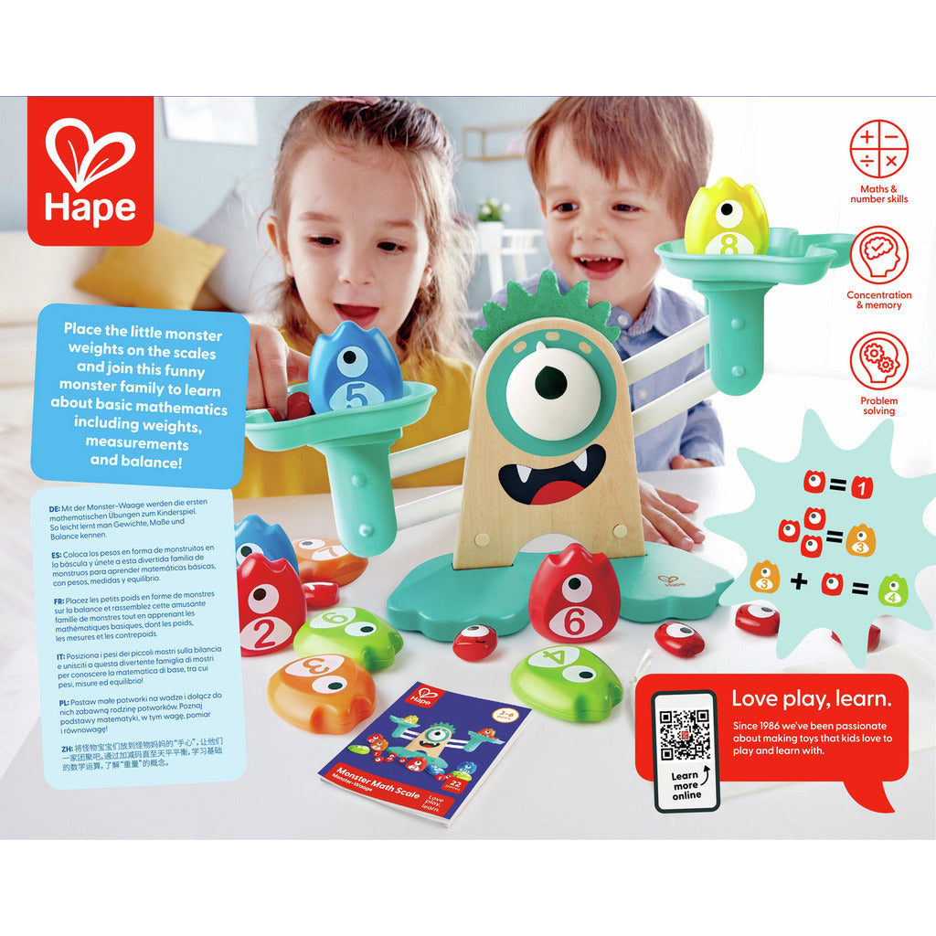 Hape Monster Math Scale Fun Educational Balance Toy with Number Weights & Problem Solving Game