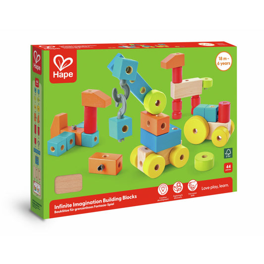 Hape Infinite Imagination Building Blocks – Premium Wooden Construction Set for Creative Play & Motor Skills Development