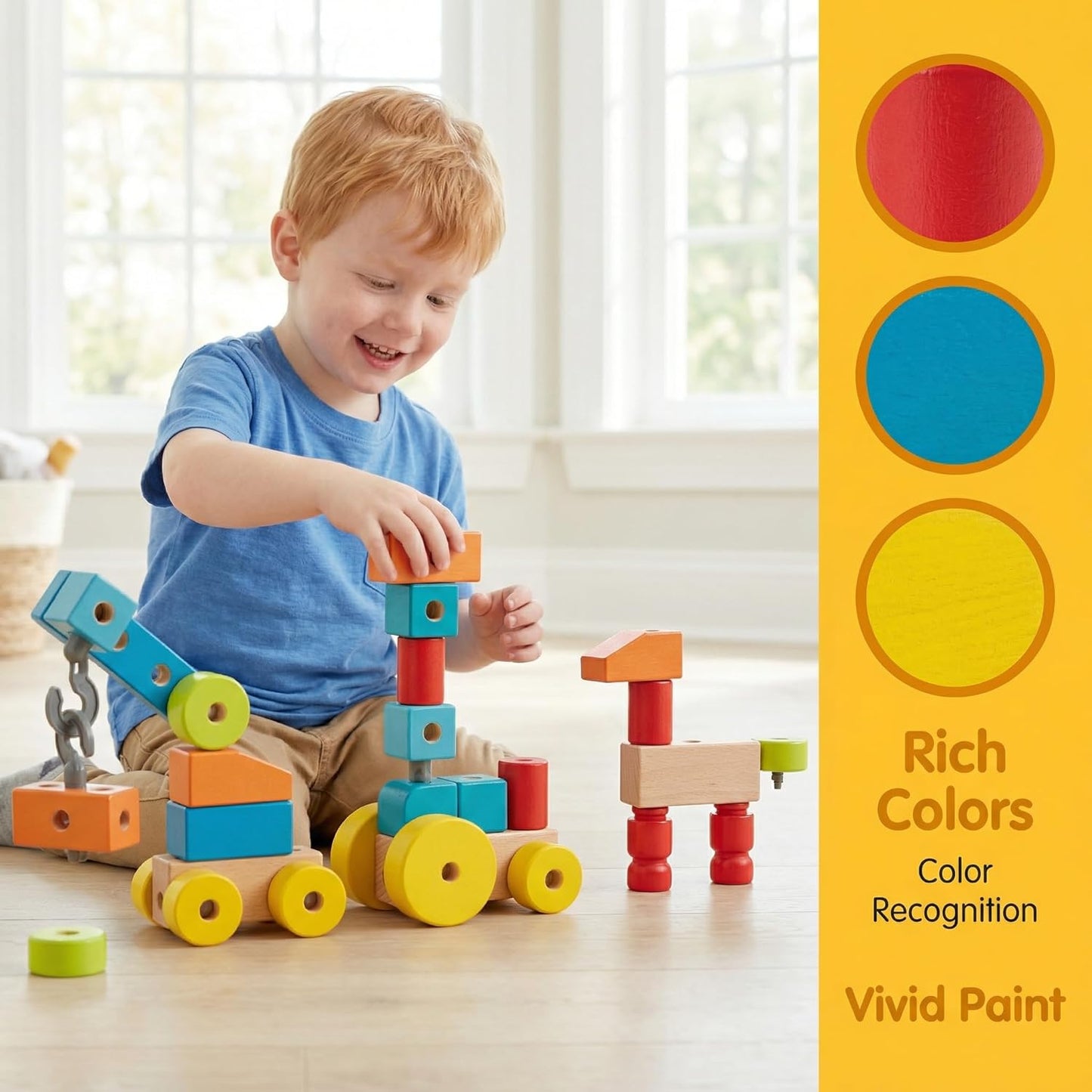 Hape Infinite Imagination Building Blocks – Premium Wooden Construction Set for Creative Play & Motor Skills Development