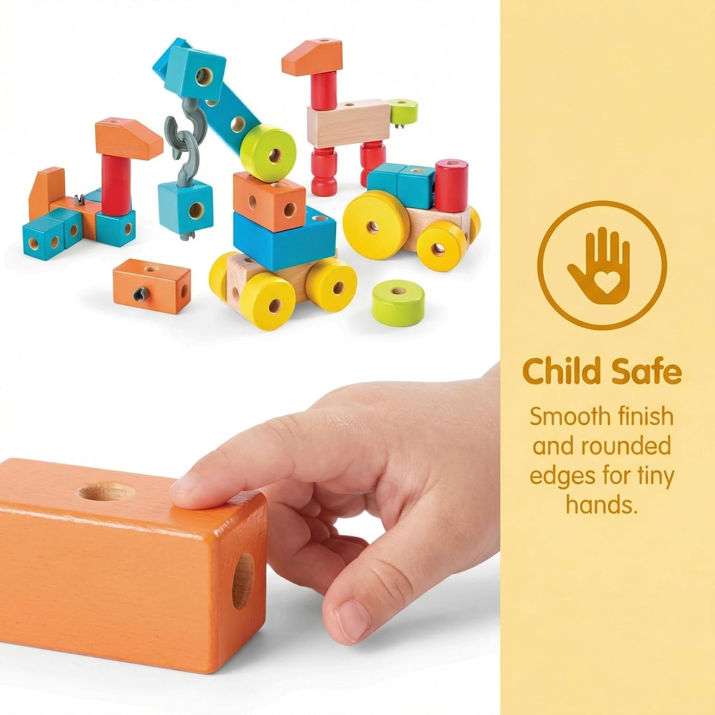 Hape Infinite Imagination Building Blocks – Premium Wooden Construction Set for Creative Play & Motor Skills Development