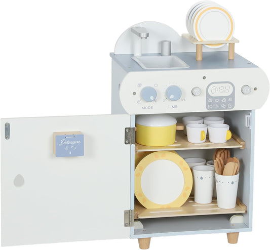 Luxury Wooden Dishwasher Play Kitchen Set with 34 Accessories | Interactive Pretend Play Cleaning Station for Kids