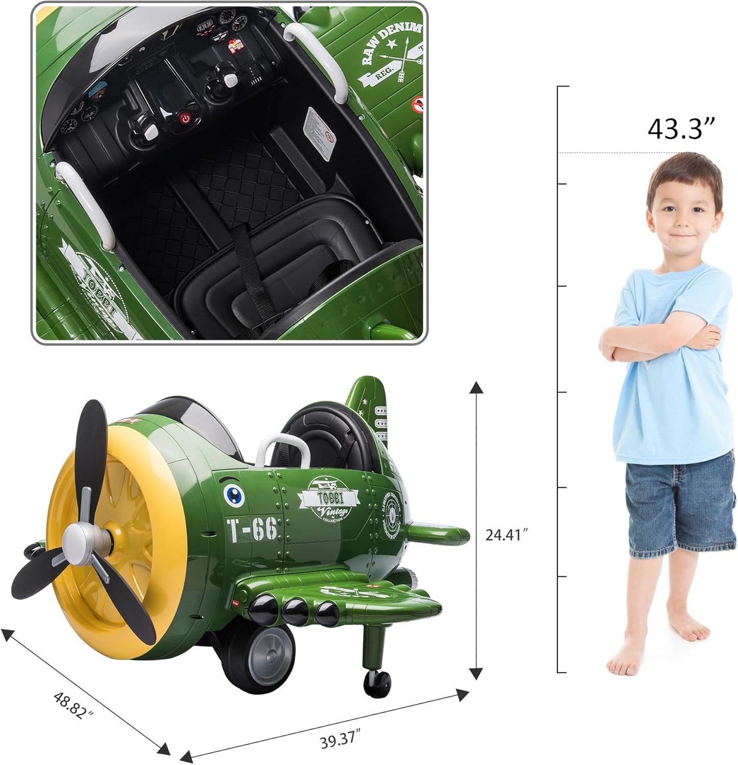 Turbo Wing Electric Car for Kids Ride On Airplane