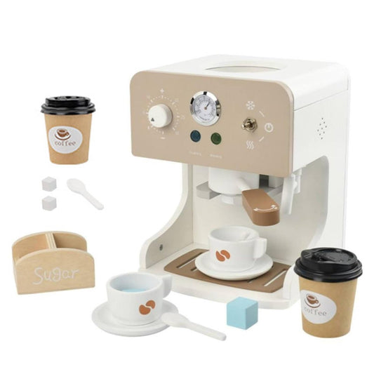 Premium Wooden Espresso Coffee Machine Toy Set | Interactive Barista Pretend Play Café for Kids