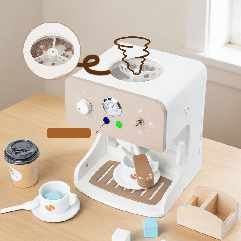 Premium Wooden Espresso Coffee Machine Toy Set | Interactive Barista Pretend Play Café for Kids