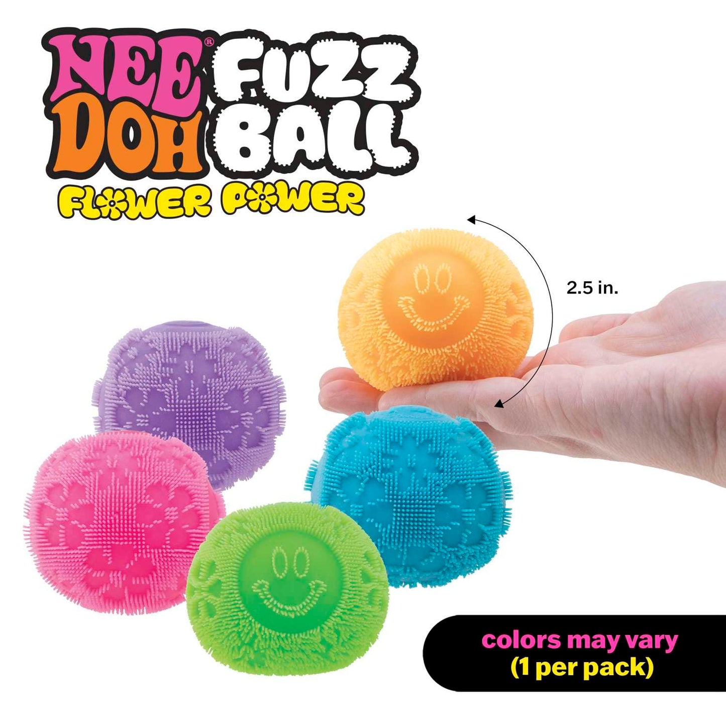 NeeDon Fuzz Ball Flower Power - Sensory Toy with a Velvet Texture and Soft Cloud Squish - Pattern You Can See and Feel ( Radom 1 color will be sent )