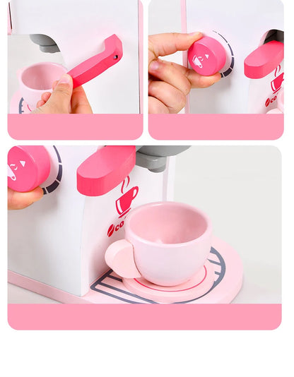 Wooden Pretend Play Coffee Machine Set | Barista Coffee Maker Toy with Cups & Accessories