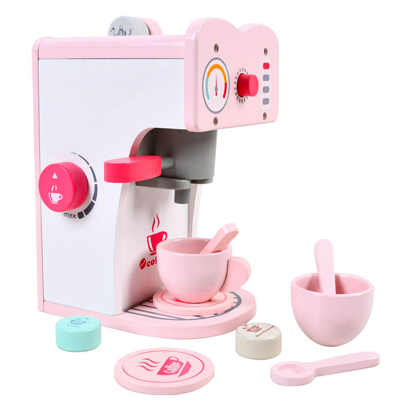 Wooden Pretend Play Coffee Machine Set | Barista Coffee Maker Toy with Cups & Accessories