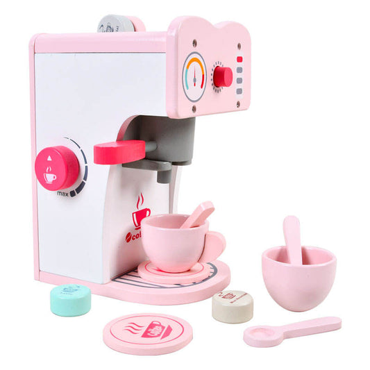 Wooden Pretend Play Coffee Machine Set | Barista Coffee Maker Toy with Cups & Accessories