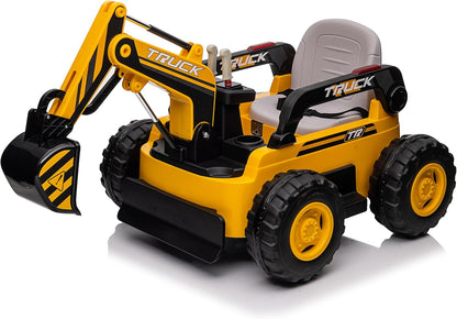 Mini Ride On Excavator for Kids, 12V Electric Excavator Toy, 4WD Kids Ride on Car