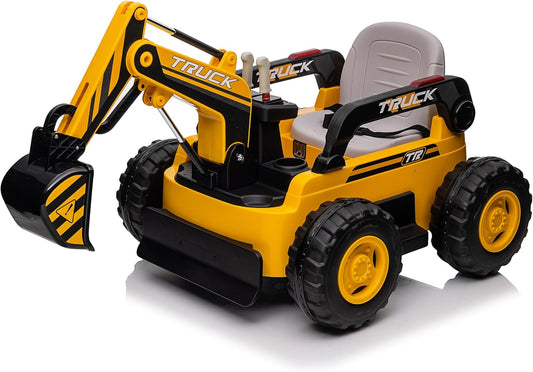 Mini Ride On Excavator for Kids, 12V Electric Excavator Toy, 4WD Kids Ride on Car