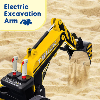 Mini Ride On Excavator for Kids, 12V Electric Excavator Toy, 4WD Kids Ride on Car