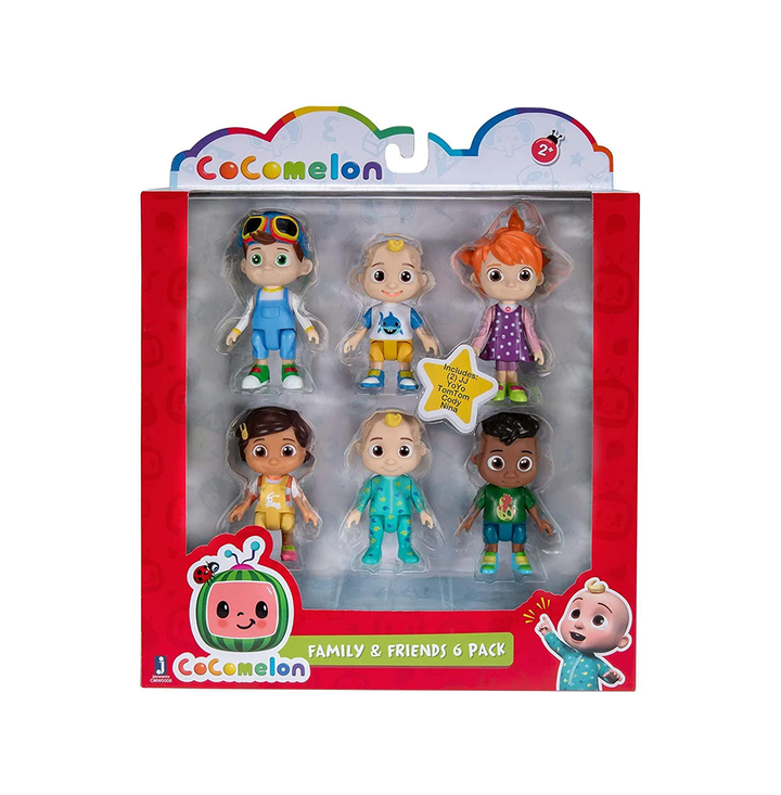 CoComelon Official Friends & Family, 6 Figure Pack - 3 Inch Character Toys - Features Two Baby JJ Figures (Tee and Onesie), Tomtom, YoYo, Cody, and Nina - Toys for Babies and Toddlers