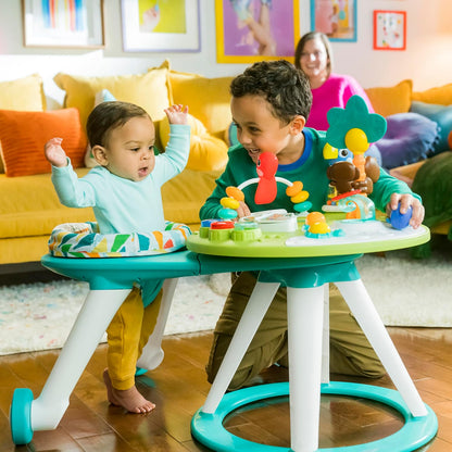 Bright Starts Around We Go 2-in-1 Walk-Around Baby Activity Centre & Activity Table – Rotating Seat, Light-Up Musical Toys, Tropical Friends & Removable Walker Arm | 6 Months+