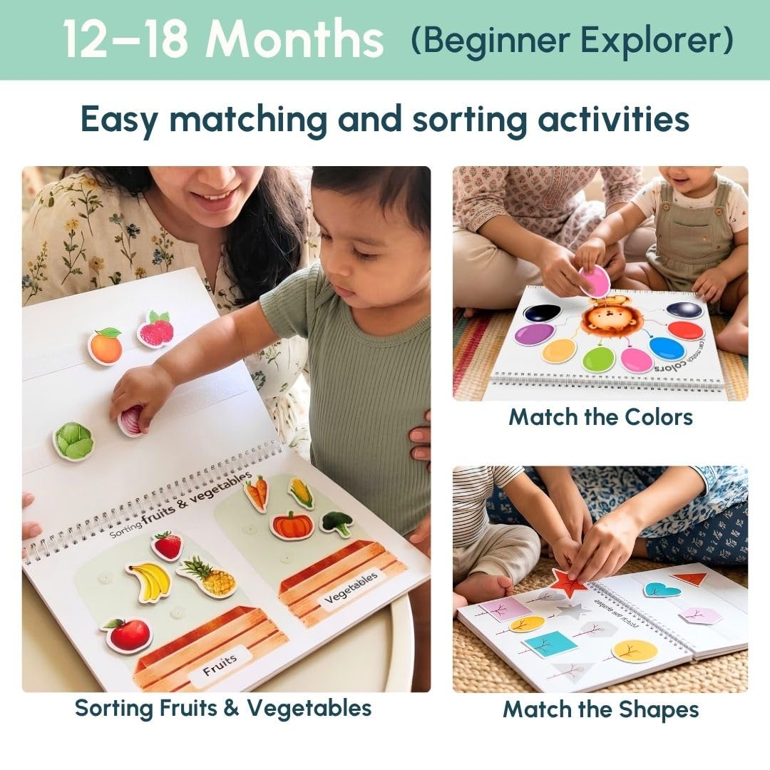 Curious Cub Montessori Busy Book | Toddler Busy Binder for 2-5 Yrs | Activity Binder| Quiet Book| Educational Toys For 3 Year Old| Kids Learning Books 2-3Years| Velcro Books For 2 Yrs Old | Kids Gifts