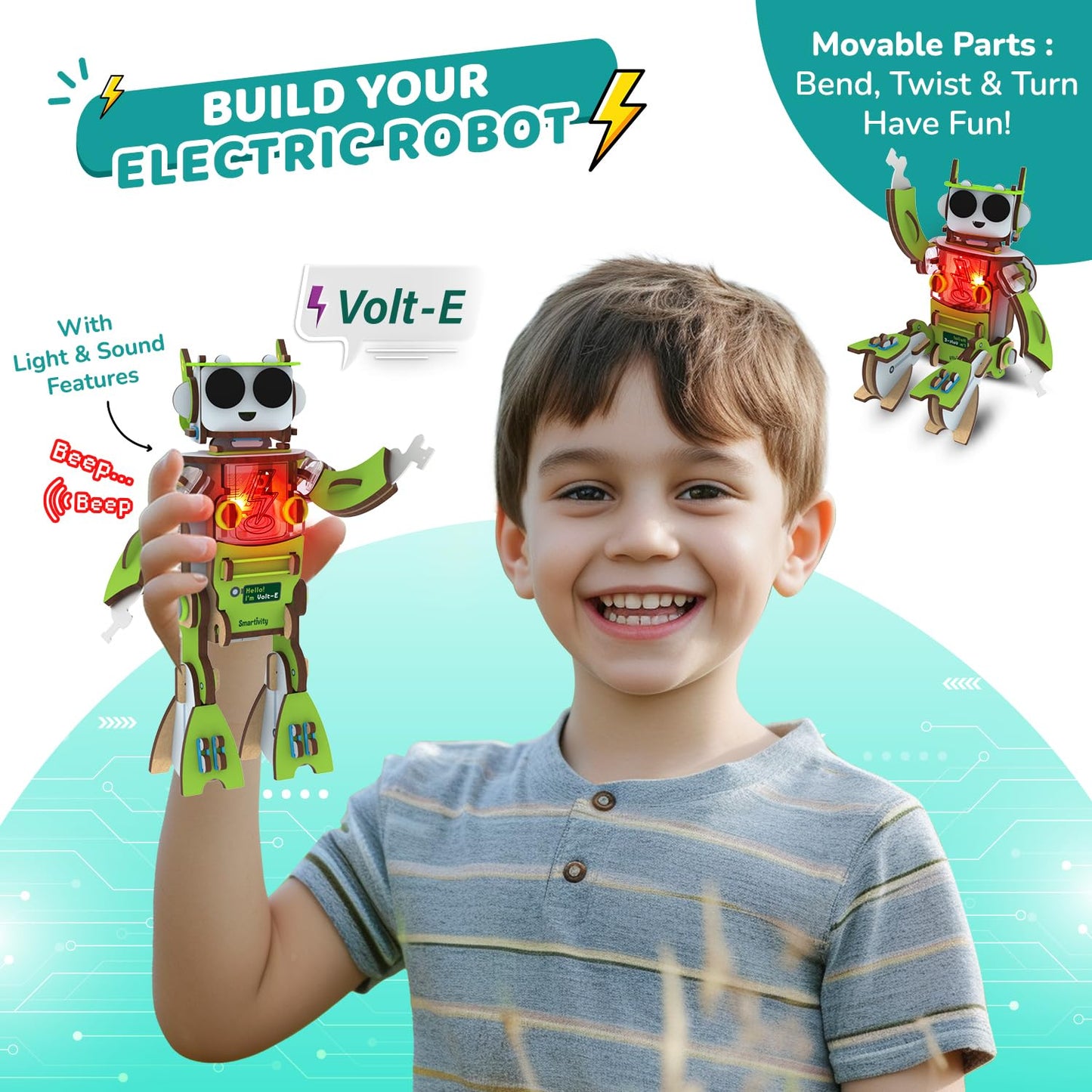 Smartivity Electricity Kit for Kids 8-14 Years Old I 8+ Circuit Experiments & DIY Electric Robot with Light and Sound | Science Project Kit I Birthday Gift Boys & Girls 8-9-10-11-12-13-14 Years(PACK OF 6)