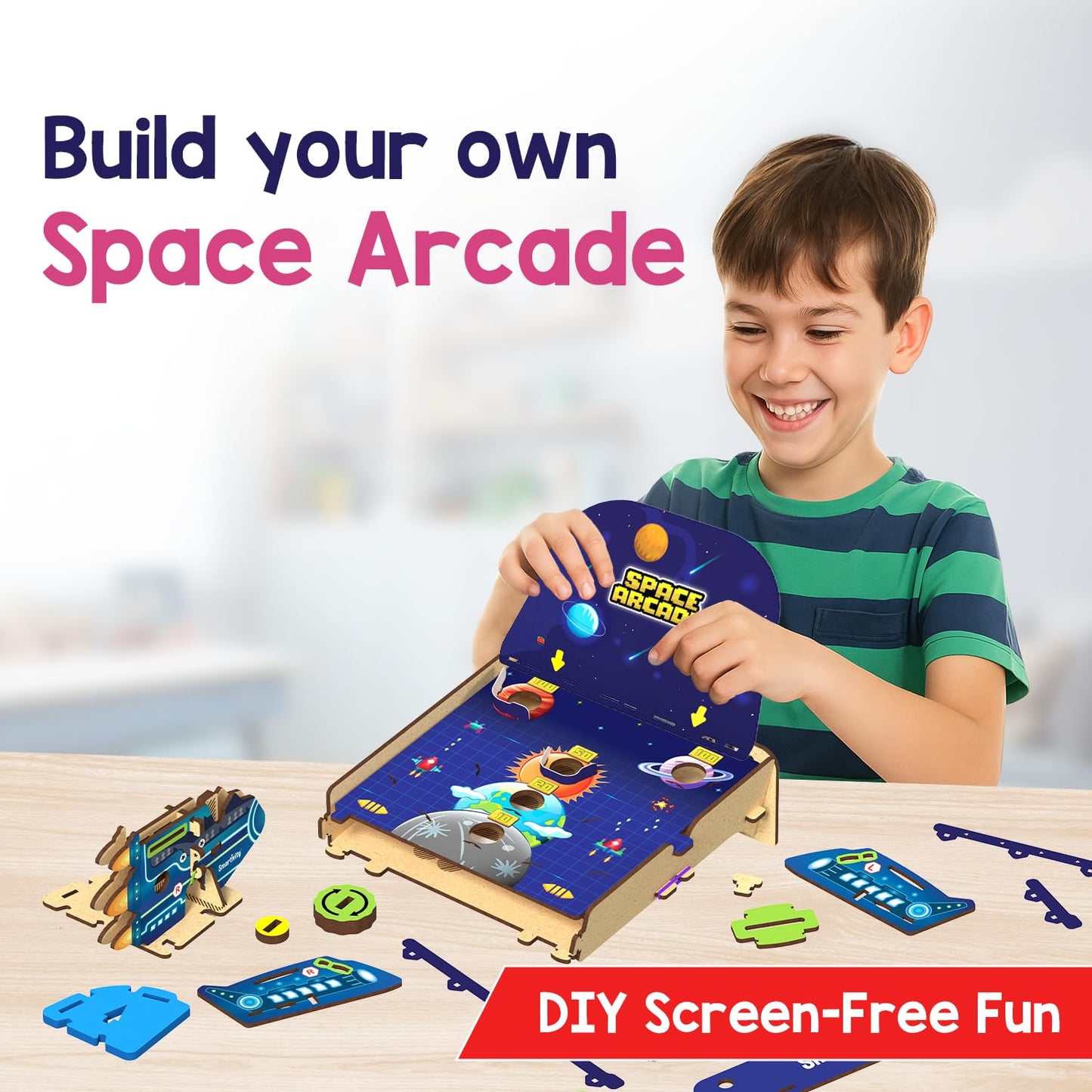 Smartivity Space Arcade Game for Kids 6+ Years I Fun 1-2 Player Shooting & Scoring Game I Birthday Gift for Boys & Girls 6,7,8,9,10,11,12,13,14 Years I Fun Screen-Free Activity for Kids(PACK OF 6)