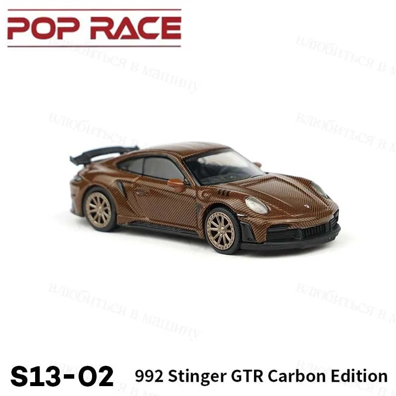 POP RACE 1/64 S13-02 Porsche 992 Stinger GTR Carbon Edition Die-cast