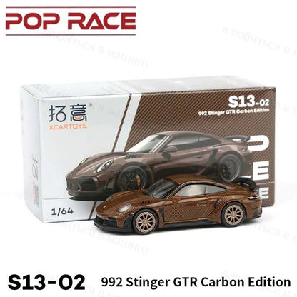 POP RACE 1/64 S13-02 Porsche 992 Stinger GTR Carbon Edition Die-cast