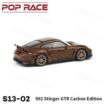 POP RACE 1/64 S13-02 Porsche 992 Stinger GTR Carbon Edition Die-cast