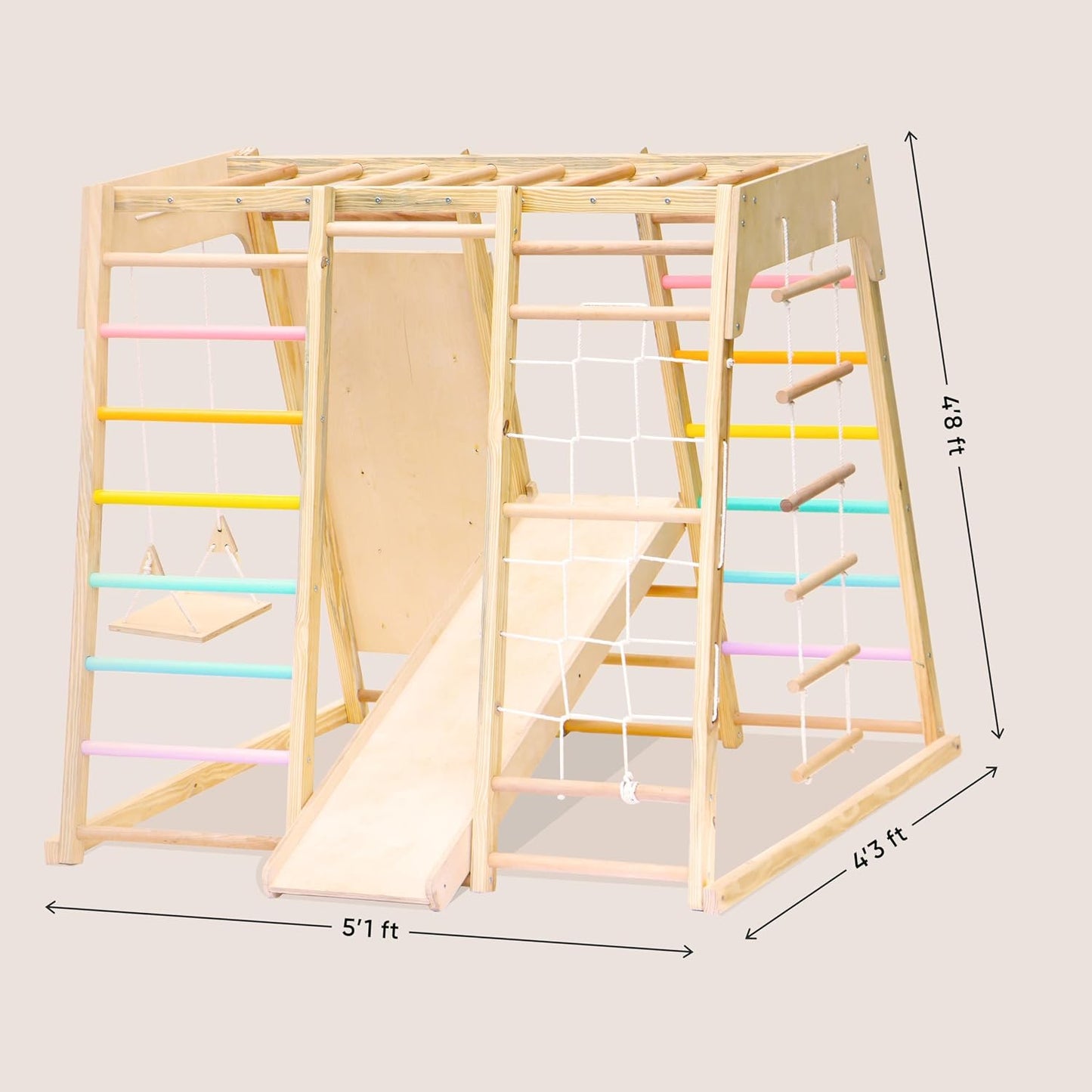 Curious Cub Jungle Gym for Kids Indoor, 7-in-1 Swing Slide & Climb