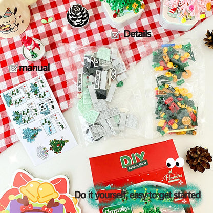 Christmas Tree Building Bricks Set - DIY Building Block Kit for Creative, 211 Pieces Building Toys for Boys Girls Kids Adults, Xmas Building Blocks Presents, Creative Gifts