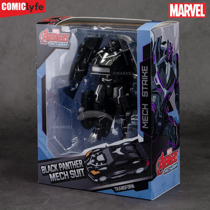 Marvel Black Panther Transforming Mech Suit Car | Avengers 2-in-1 Transforming Superhero Action Figure Robot Toy by Comiclyfe | Kids Super Heroes Robot Figurine