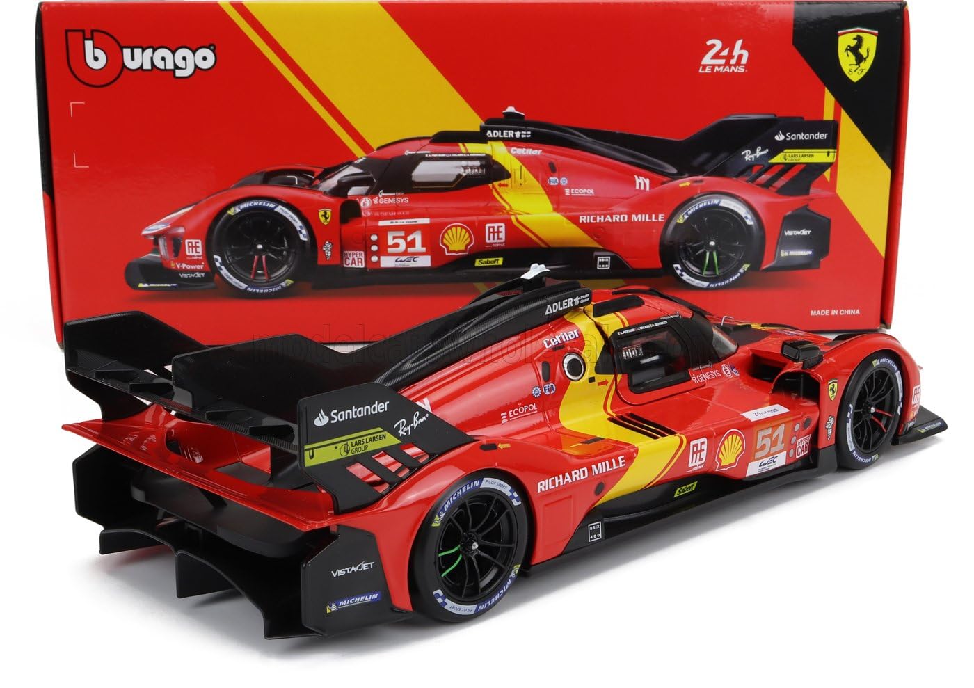 Bburago - 1/18 Ferrari Racing - 499P LMH 2023#51 - Red