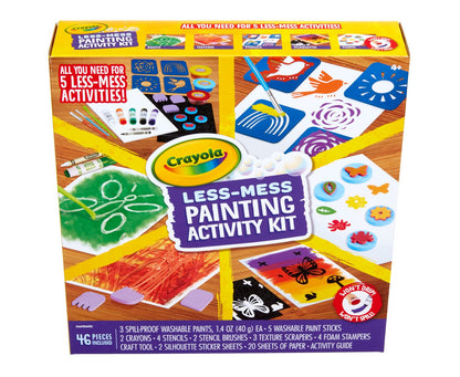 Crayola Less Mess Painting Activity Kit, Washable Kids Paints & Painting Supplies, Art Set for Kids, 47 Pieces, Gift
