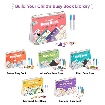 Curious Cub Montessori Princess Busy Book | Toddler Busy Binder for 2-5 Years | Activity Book with Counting, Colour Sorting, & Wipe-Clean Pages | Learning Books for 2+ Year Old
