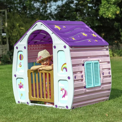 Starplay Children's Unicorn Magical Playhouse, Easy Assembly, Working Door and Shutters (Purple)
