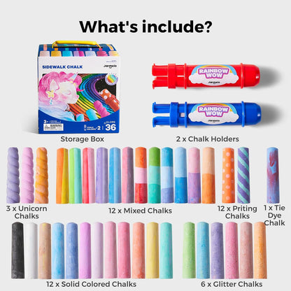 Jarmelo Rainbow Wow Sidewalk Chalk-36 Colors