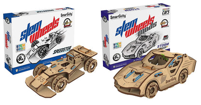 Smartivity STEM Wheels Speedster Car with Mods Storm Chaser Car with Launcher, Educational DIY Building Construction Activity Toy Game Kit, Construct, Play...(PACK OF 6)