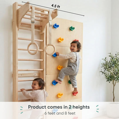 Curious Cub Jungle Gym for Kids Indoor | Kids Gymnastics At Home Gym | Contains Rock Climbing, Wall Climbing for Kids | Ladder for Kids to Play Indoor Fun Activity for Ages 4+(6 FEET)