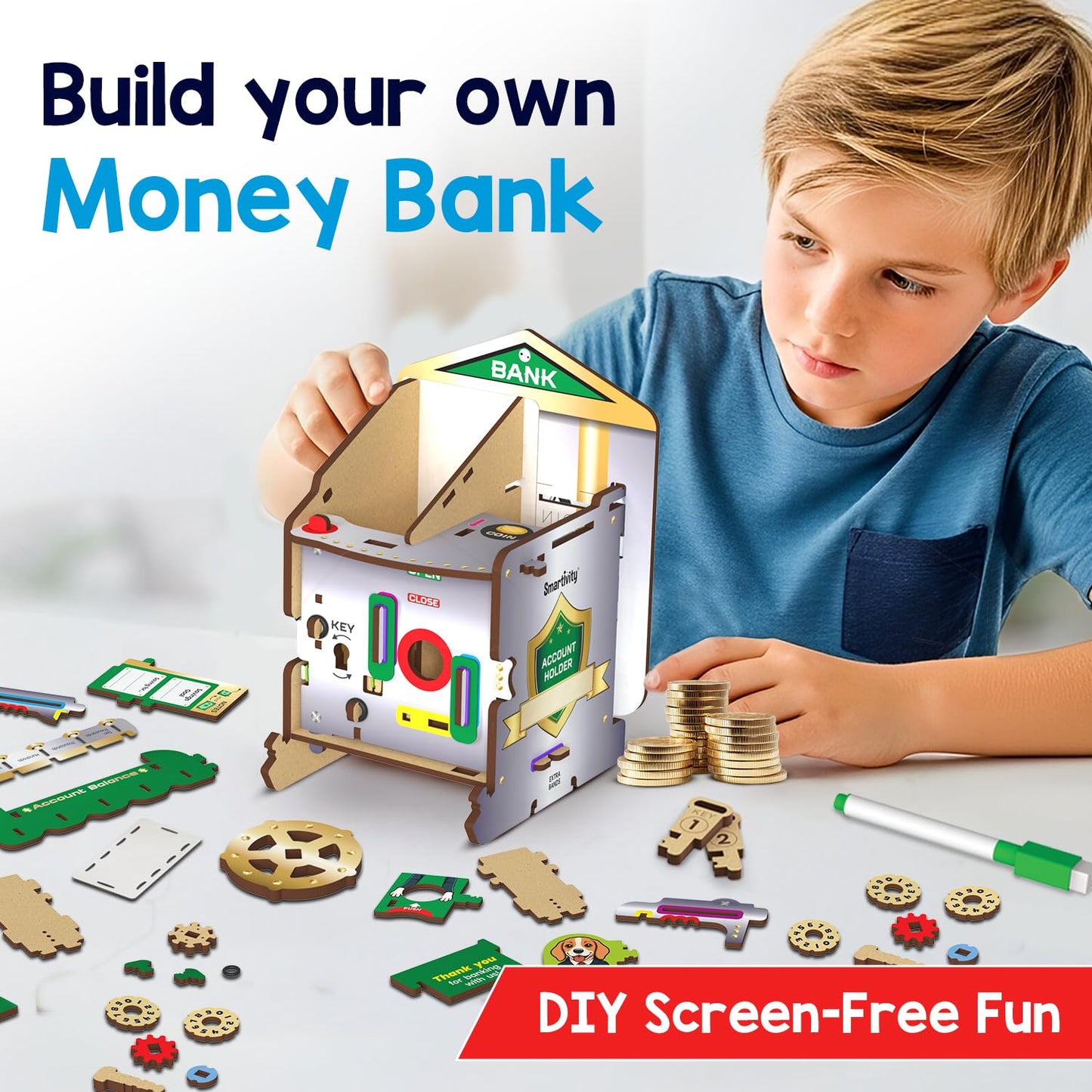 Smartivity DIY Piggy/Money Bank for Kids Ages 6-12 Years | Smart Locking System with 2 Keys I Stores Notes & Coins I Build Savings Skills in Kids I Birthday Gift for Boys & Girls 6,7,8,9,10,11,12(PACK OF 6)