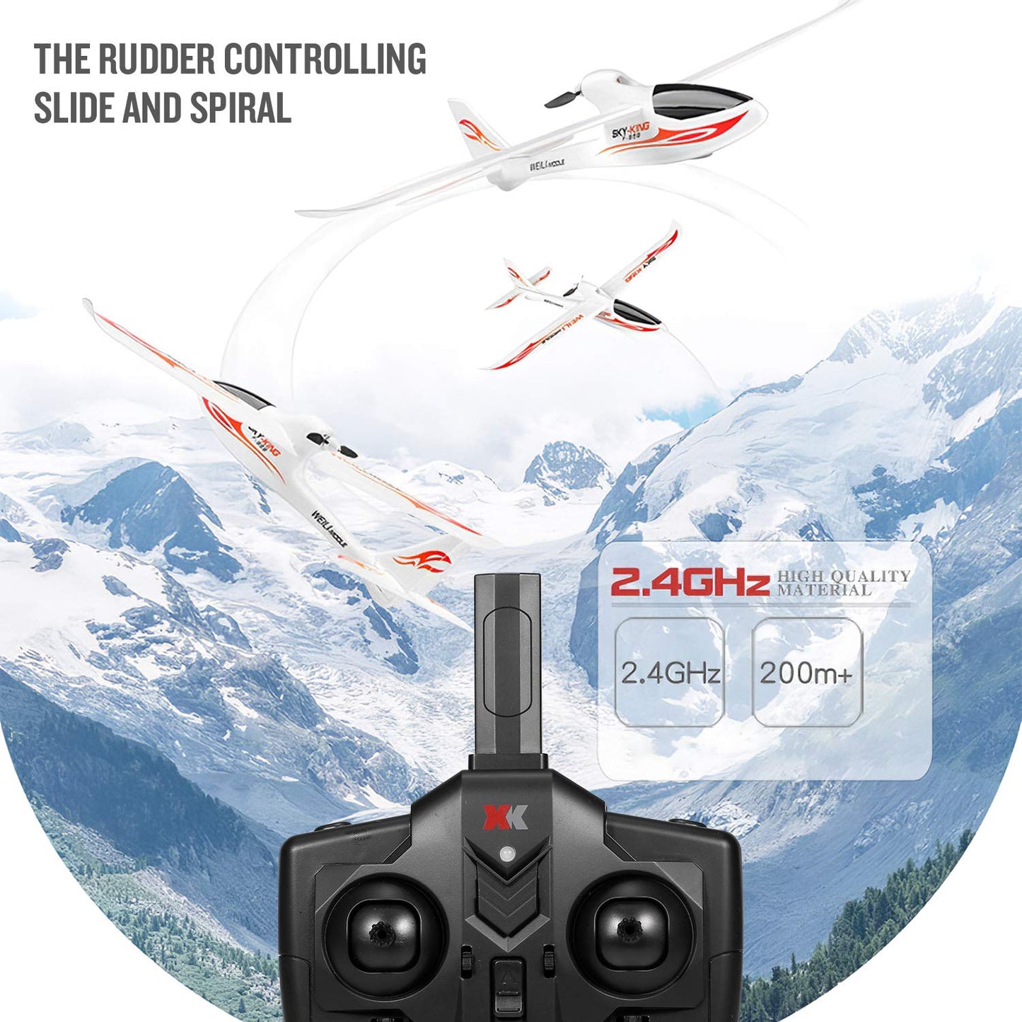 GoolRC 3CH RC Airplane Sky-King RC Plane Fighter Toys,2.4GHz 6-axis Gyro Stabilizer RTF Glider Aircraft Plane,Easy to Fly for Adults Beginners s Blue