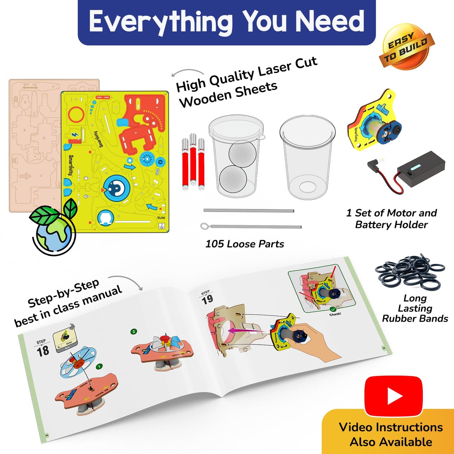 Smartivity 10-in-1 Motor Powered Gadgets Kit for Kids 6-12 Years | Build 10+ Science Projects - Bubble Launcher, Spinning Toy & More | Birthday Gift for 6,7,8,9,10,11,12 Years(PACK OF 6)