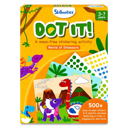 Skillmatics Paper Dot It Sticker Art Activity - Dinosaurs, Mess-Free Fun for Kids, 500+ Stickers, Craft Kits, DIY Activity, Travel Toys, Gifts for Boys & Girls Ages 3, 4, 5, 6, 7, Multicolour(PACK OF 5)