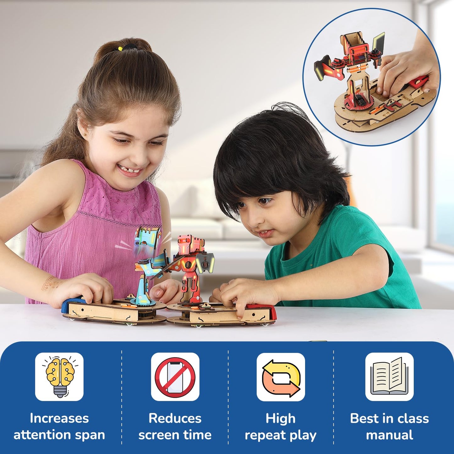 Smartivity 2in1 Fighting Robots Toy for Kids 6-12 Years Old I Build and Fight - 2 Action Characters I Birthday Gifts for Boys & Girls(PACK OF 6)