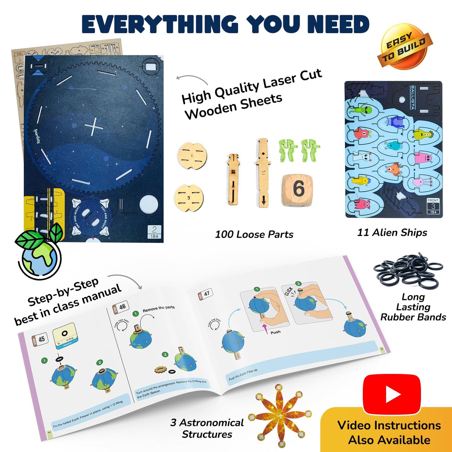 Smartivity Earth-Sun-Moon Space Toy for Kids 8-10-12-14 Years Old | Interactive 3D Model Kit I Birthday Gift for Boys & Girls(PACK OF 6)
