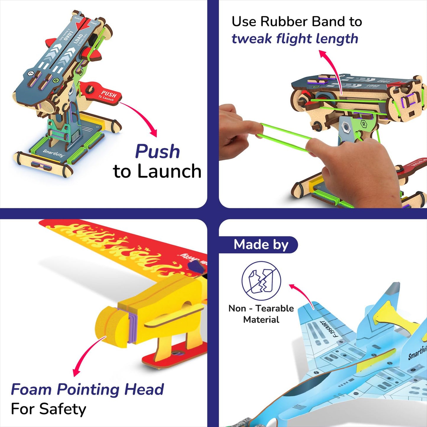 Smartivity 3in1 Airplanes Launcher Toy for Kids 6-12 | Build & Launch 3 Planes – Fighter Jet, Glider, Stealth | Birthday Gift for Boys & Girls I DIY STEM Toy for Ages 6,7,8,10,11,12 Years(PACK OF 6)