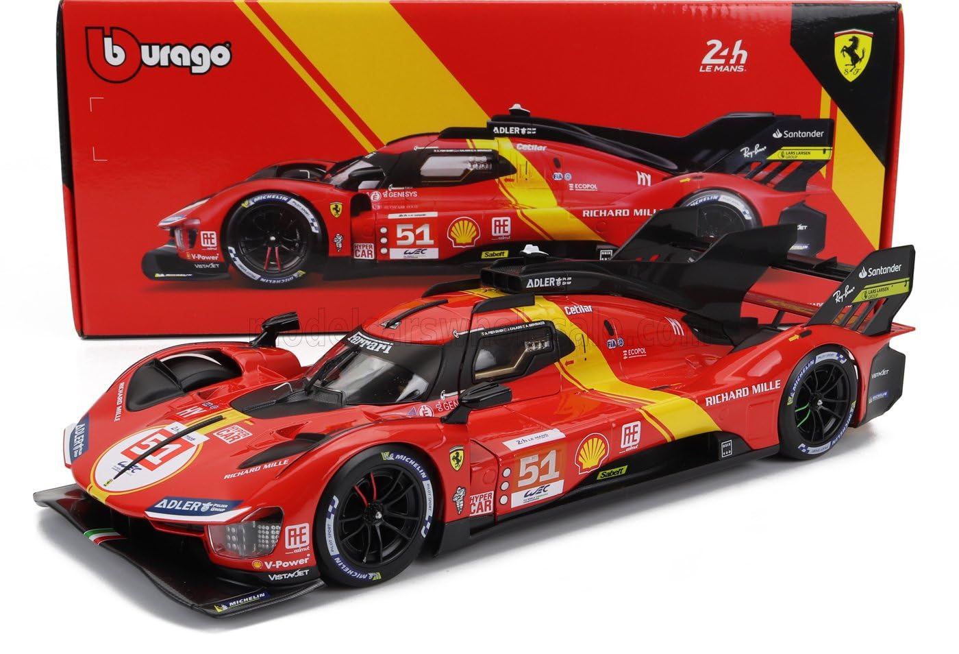 Bburago - 1/18 Ferrari Racing - 499P LMH 2023#51 - Red
