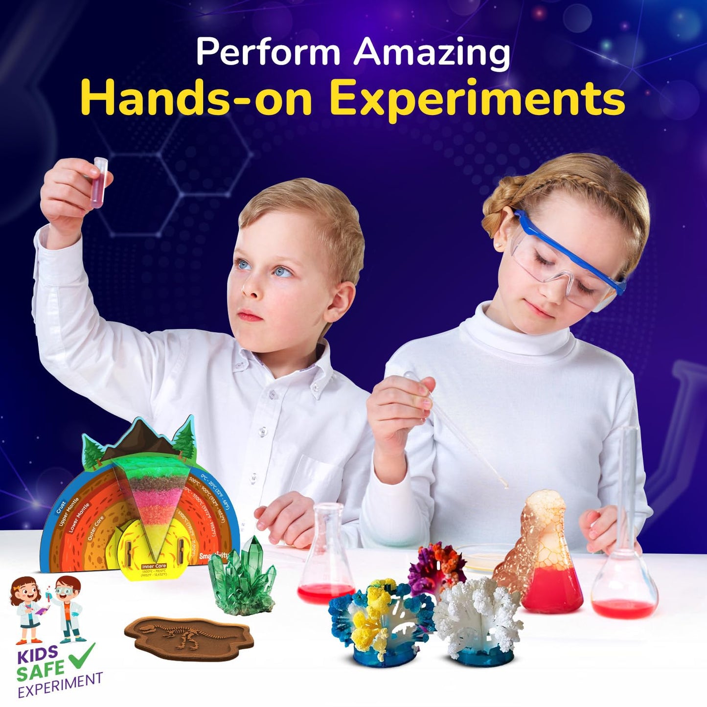 Smartivity Mega Crystal Earth Science Kit | Explore Earth, Crystal, and Fossilization Concepts | Birthday Gift for Boys & Girls I STEM Educational DIY Science Toys for Kids Ages 8,9,10,11,12,13,14(PACK OF 6)