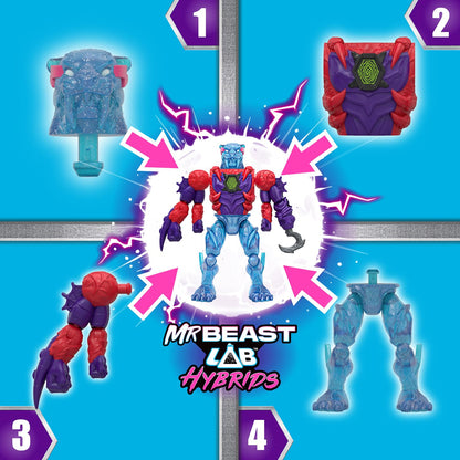 MRBEAST LAB Hybrids Multi Pack, Reveal Different Hybrid Parts to Create 2 Mix & Match Action Figures