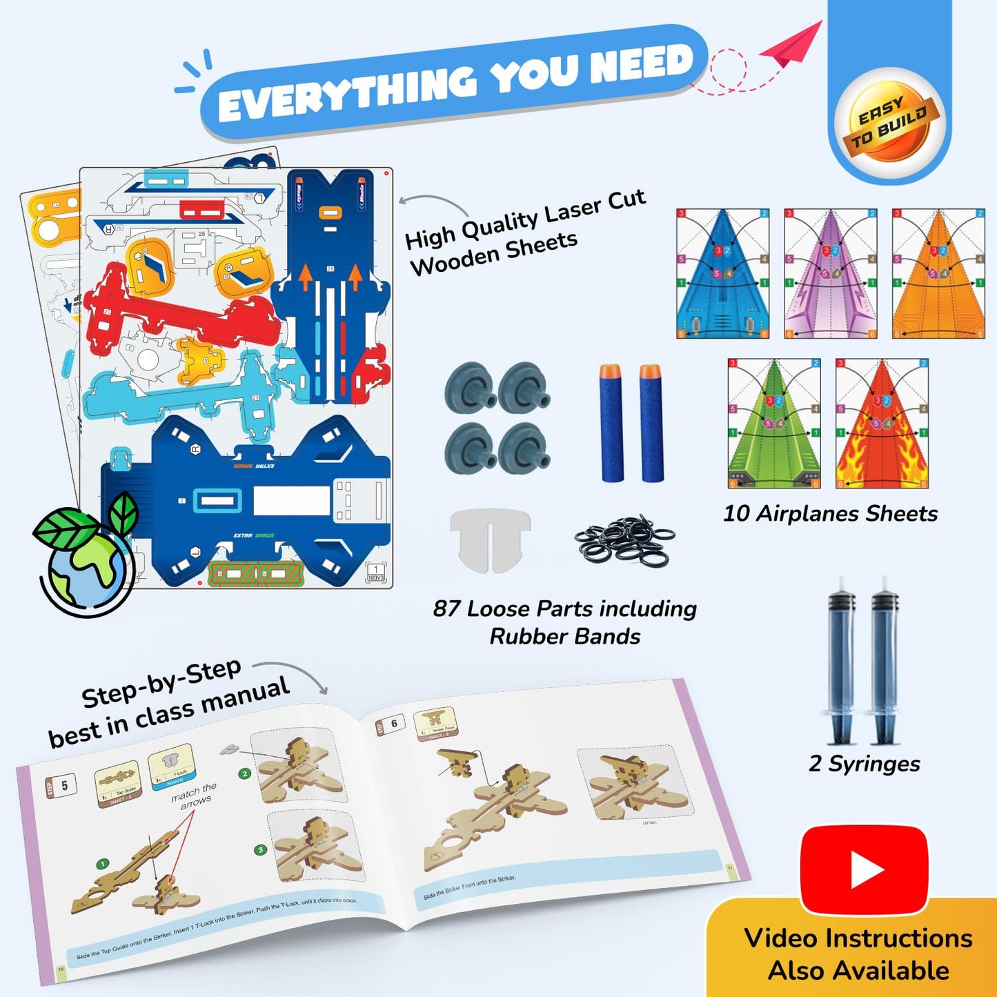 Smartivity 2in1 Hydraulic Aeroplane & Dart Launcher Toy for Kids 6-8-10-12-14 Years Old (PACK OF 6)