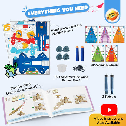 Smartivity 2in1 Hydraulic Aeroplane & Dart Launcher Toy for Kids 6-8-10-12-14 Years Old (PACK OF 6)