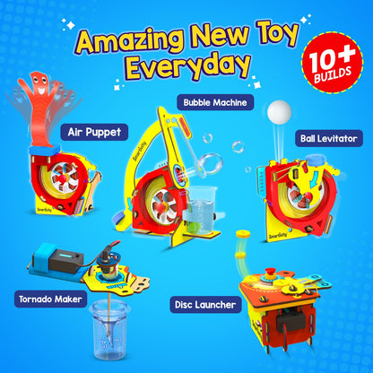 Smartivity 10-in-1 Motor Powered Gadgets Kit for Kids 6-12 Years | Build 10+ Science Projects - Bubble Launcher, Spinning Toy & More | Birthday Gift for 6,7,8,9,10,11,12 Years(PACK OF 6)