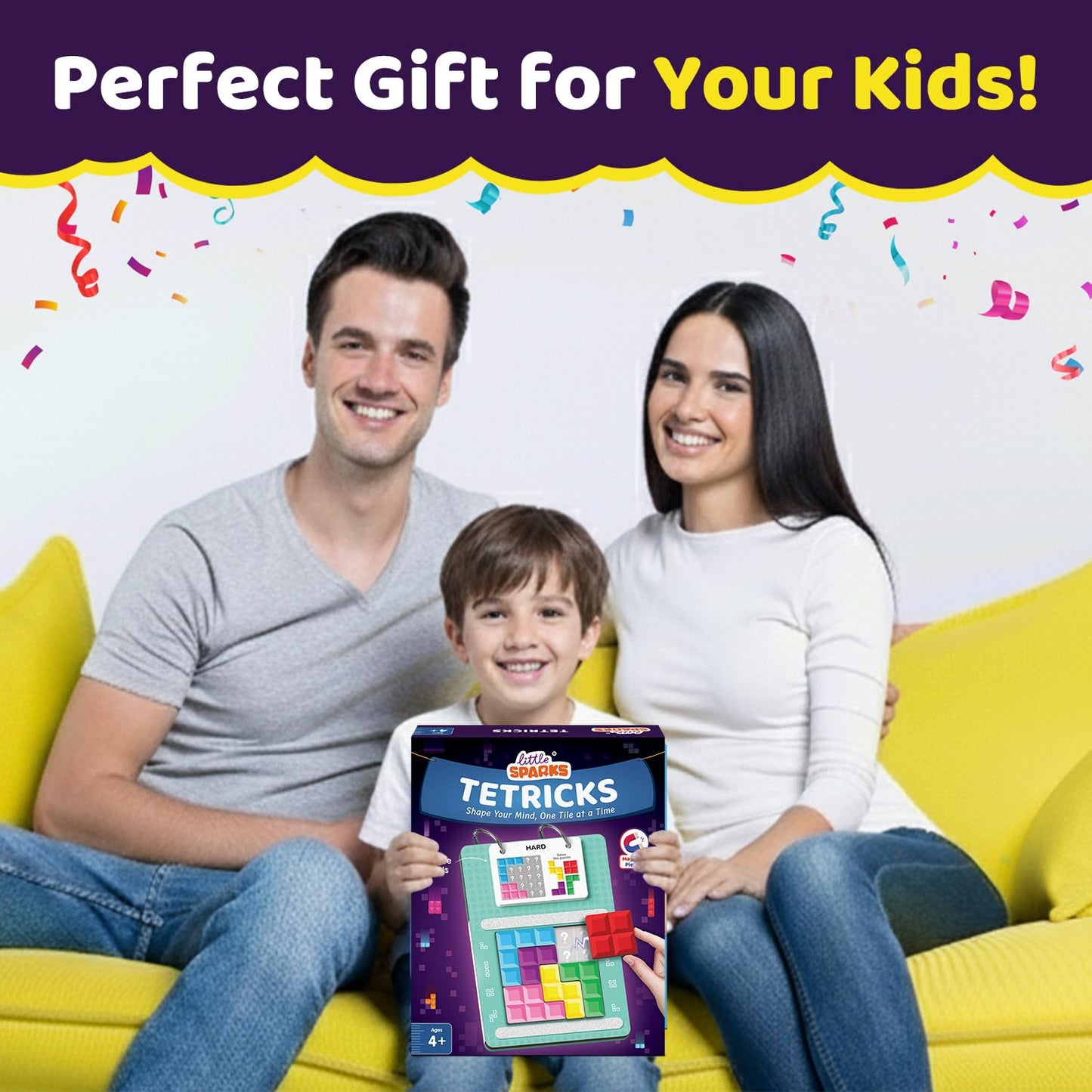 Smartivity Tetricks - Magnetic Puzzle Game for Kids 4–8 Years | 30+ Fun Brain Challenges with 6 Magnetic Shapes | Learning and Educational Toy I Birthday...(PACK OF 6)