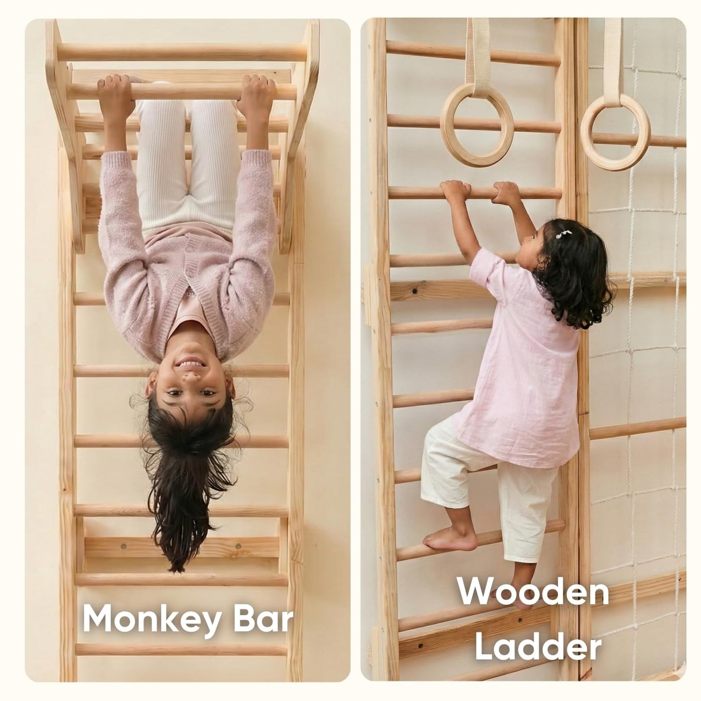 Curious Cub Jungle Gym for Kids Indoor | Kids Gymnastics At Home Gym | Contains Rock Climbing, Wall Climbing for Kids | Ladder for Kids to Play Indoor Fun Activity for Ages 4+(6 FEET)